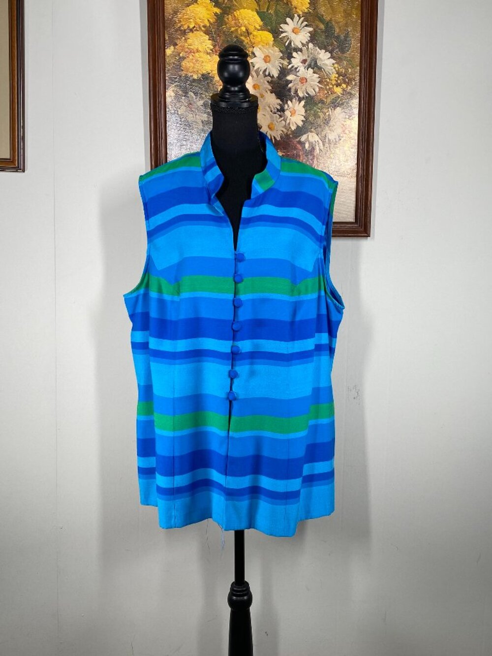 Jamie Brooke SleevelessBlouse Women's 24W Multicolor Stripes Button Up Top